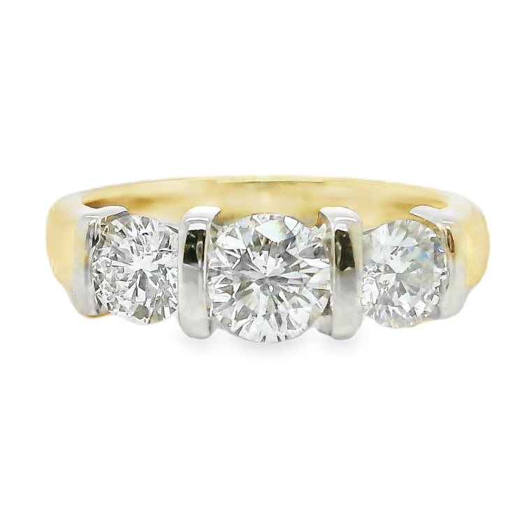 Channel Set Three Stone Diamond Ring