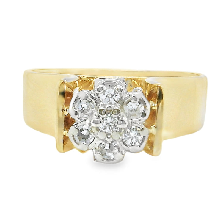 Wide Diamond Cluster Ring