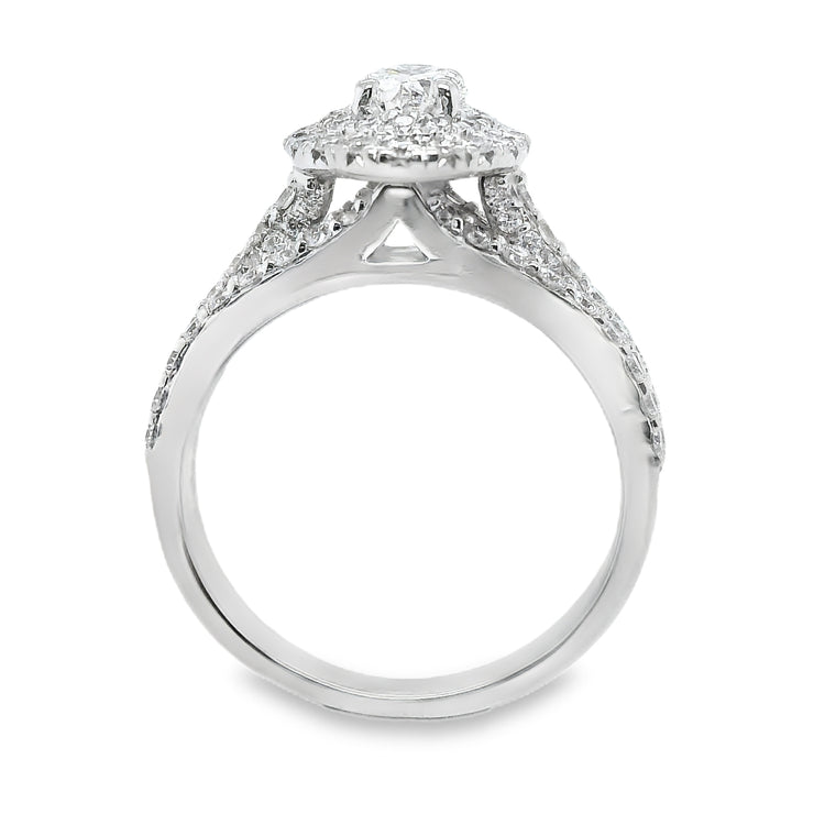 Double Diamond Halo Canadian Oval Diamond Ring