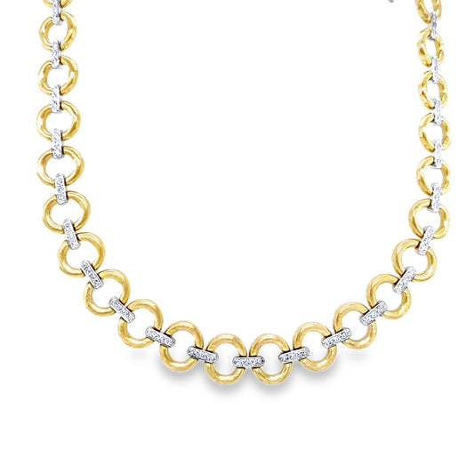 Textured Gold & Diamond Circles Necklace