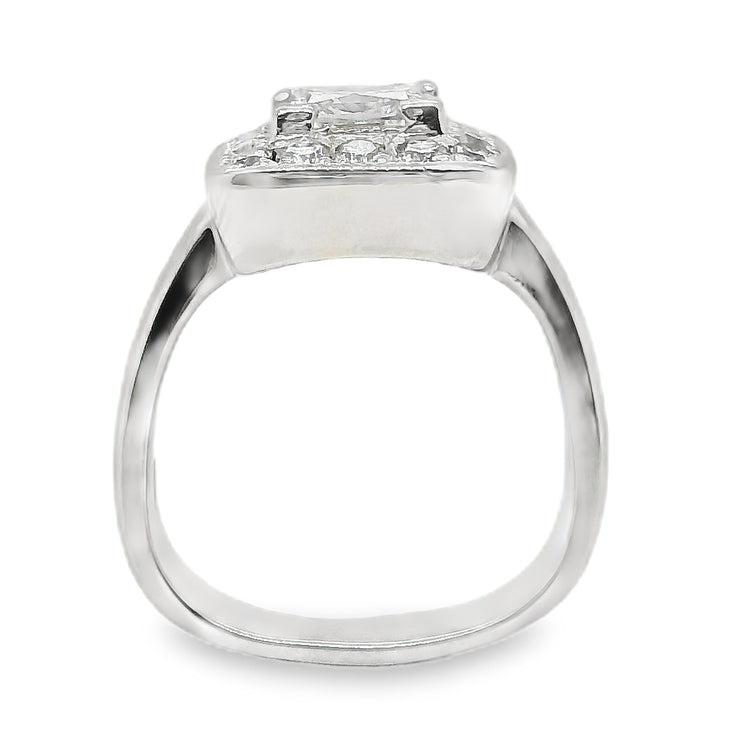 Platinum Square Halo Diamond Ring