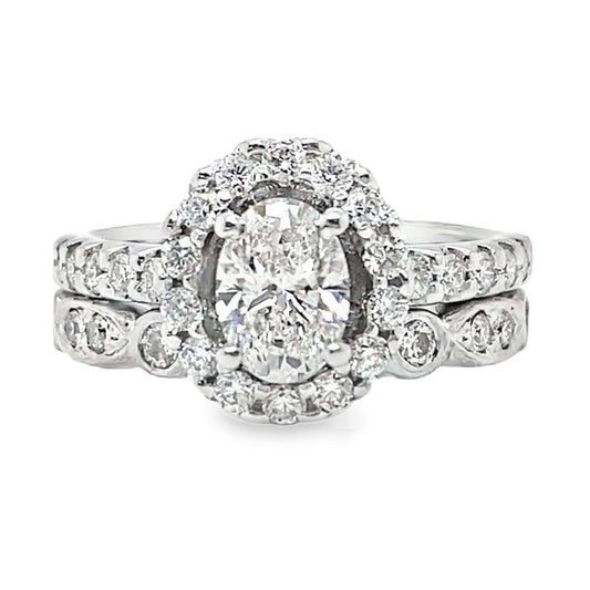 Oval Halo Diamond Wedding Set