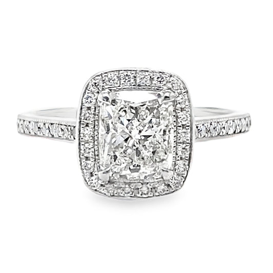 1.57TCW Cushion Cut Halo Diamond Ring